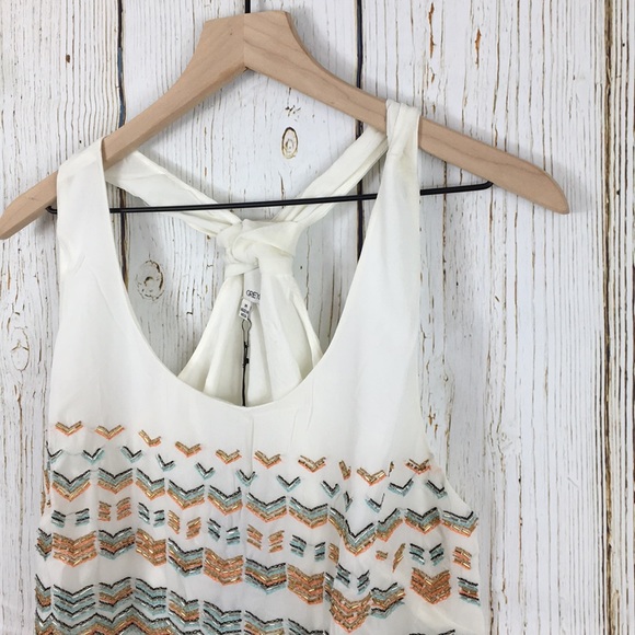 Greylin Chevron Sequined Chiffon Racerback Top - Picture 4 of 8